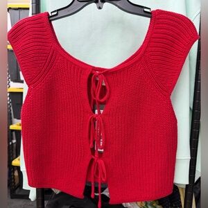 Red Knit Tie- Top